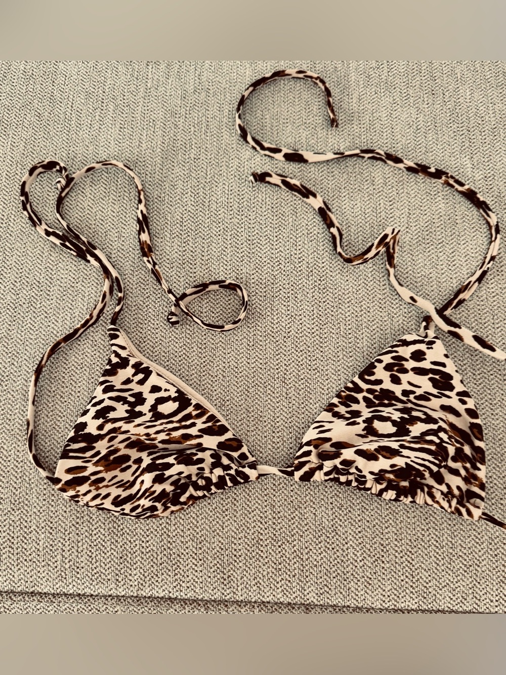 ALLOY Leopard Print Triangle Bikini Top - Black & Tan